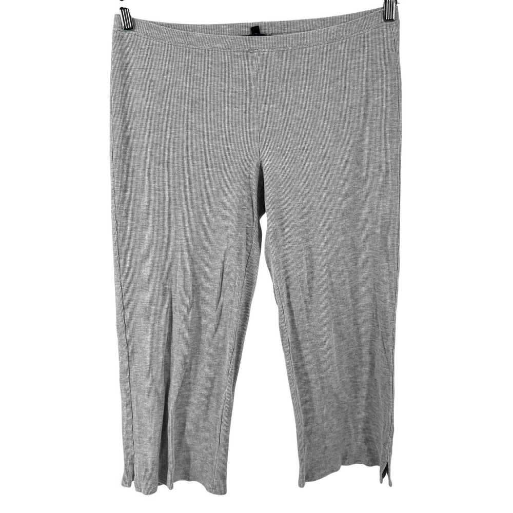 Eileen Fisher Ribbed Tencel Knit Pants Womens Large Grey Organic Cotton
